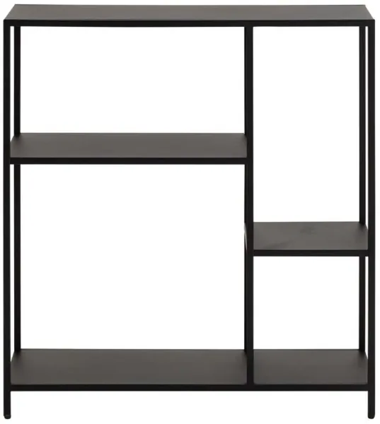 ACT NORDIC Newcastle bokhylla, med 3 hyllor - svart metall (H:86cm x79.5cm x 30cm)