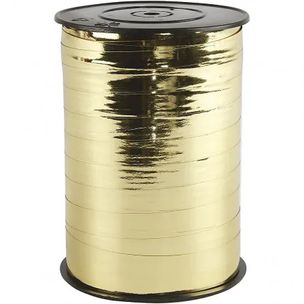 Presentband, metalliskt guld, B: 10 mm, blankt, 250 m/ 1 rulle.