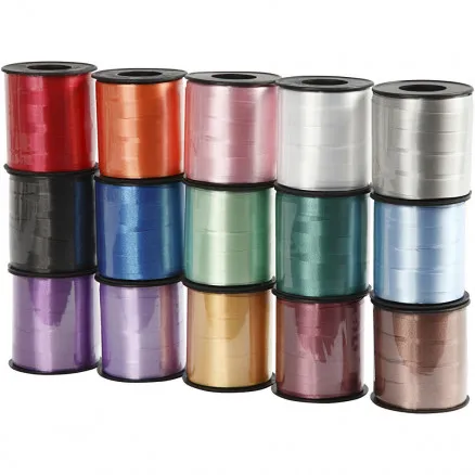 Presentband, blandade färger, B: 10 mm, blank, 50 m/15 st.